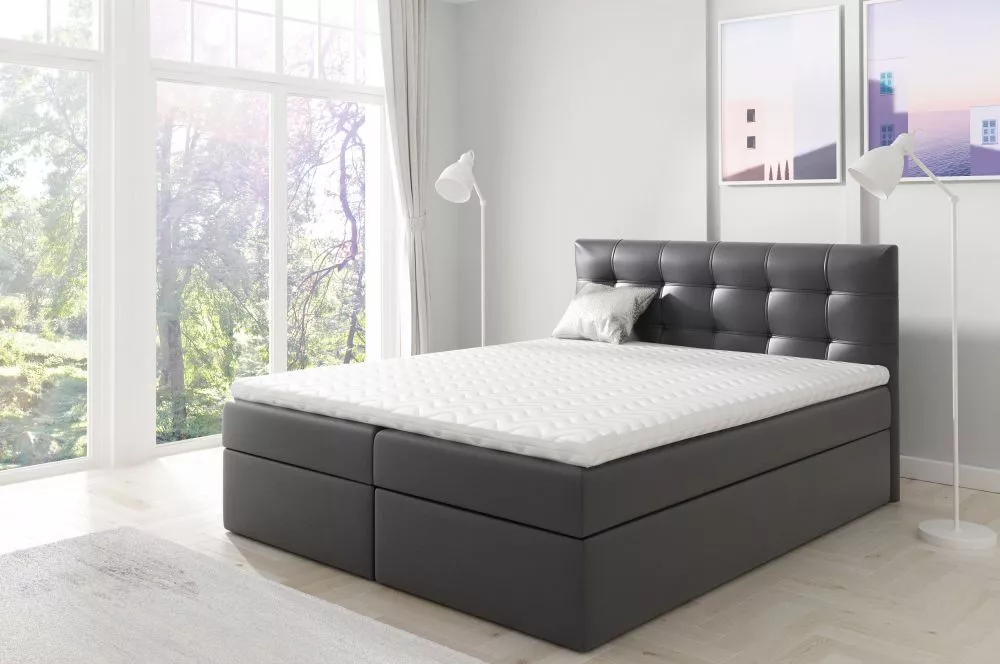 Gulta Top1 Boxspring Standard Guļamvietas platums: 120 cm, Guļamvietas garums: 200 cm, · Melns · 124 × 208 × 103 cm
