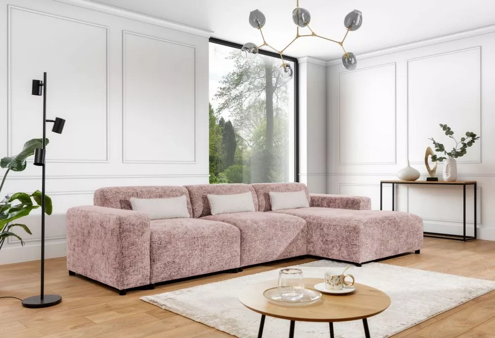 Dīvāns Roma Max Corner Standard · Rozā · 165 × 331 × 75 cm