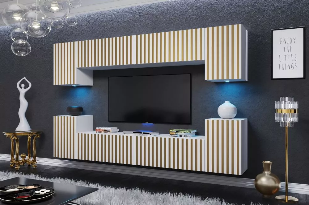 Sekcija Ortega ar LED · Balts · 240 × 35 × 170 cm