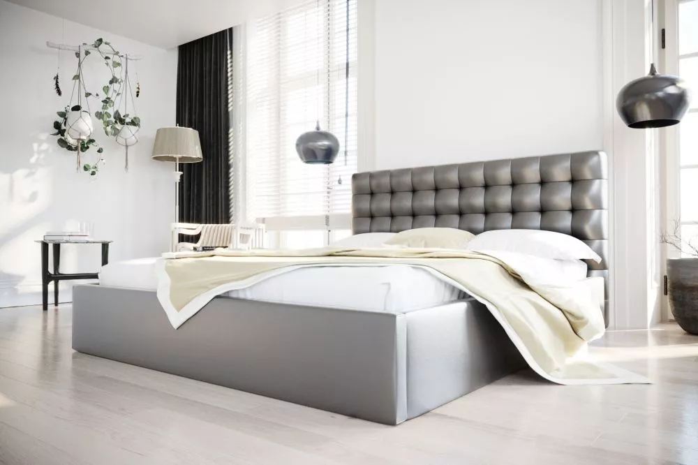 Gulta Loft Standard ar stelāžu Guļamvietas platums: 180 cm, Guļamvietas garums: 200 cm, stelāžas tips: koka, · Pelēks · 