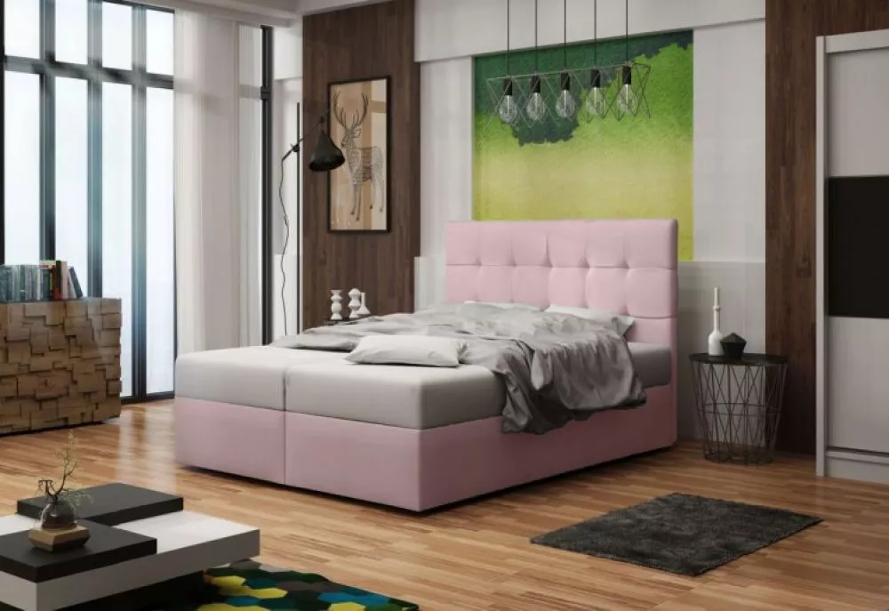Gulta Duo 2 Boxspring Standard Guļamvietas platums: 160 cm, Guļamvietas garums: 200 cm, · Rozā · 165 × 208 × 106 cm