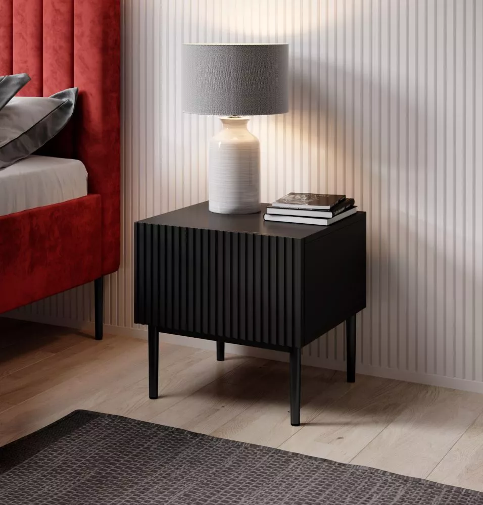 Naktsgaldiņš Nicole SN 46 1SZ Black Set · Melna · 46 × 45 × 45 cm