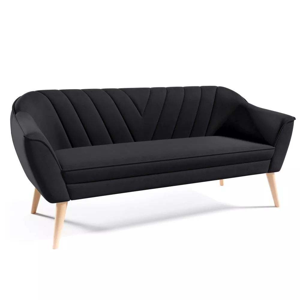 Dīvāns Sofa Flora 206 standard · Melns · 71 × 185 × 75 cm