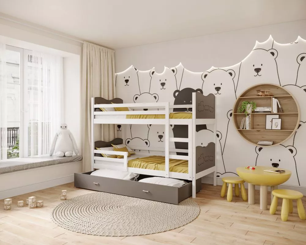 Bērnu gulta Max MDF 80x190 ar stelāžām Guļamvietas platums: 80 cm, Guļamvietas garums: 190 cm, · 86 × 198 × 158 cm