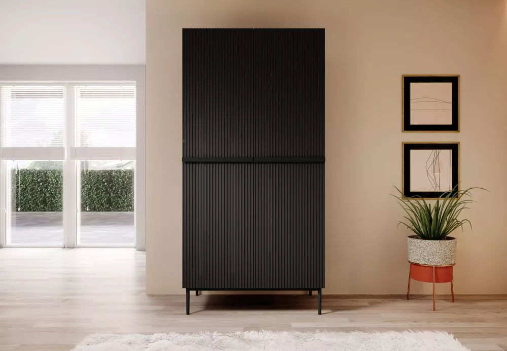 Skapis Nicole SZ100 2D2SZ Black · Melns · 100 × 62 × 220 cm