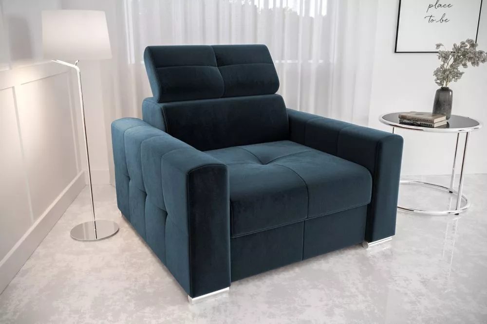 Mīksts krēsls Margo 1S Standard Sēdvietas dziļums: 60 cm, · Zils · 110 × 100 × 78 cm