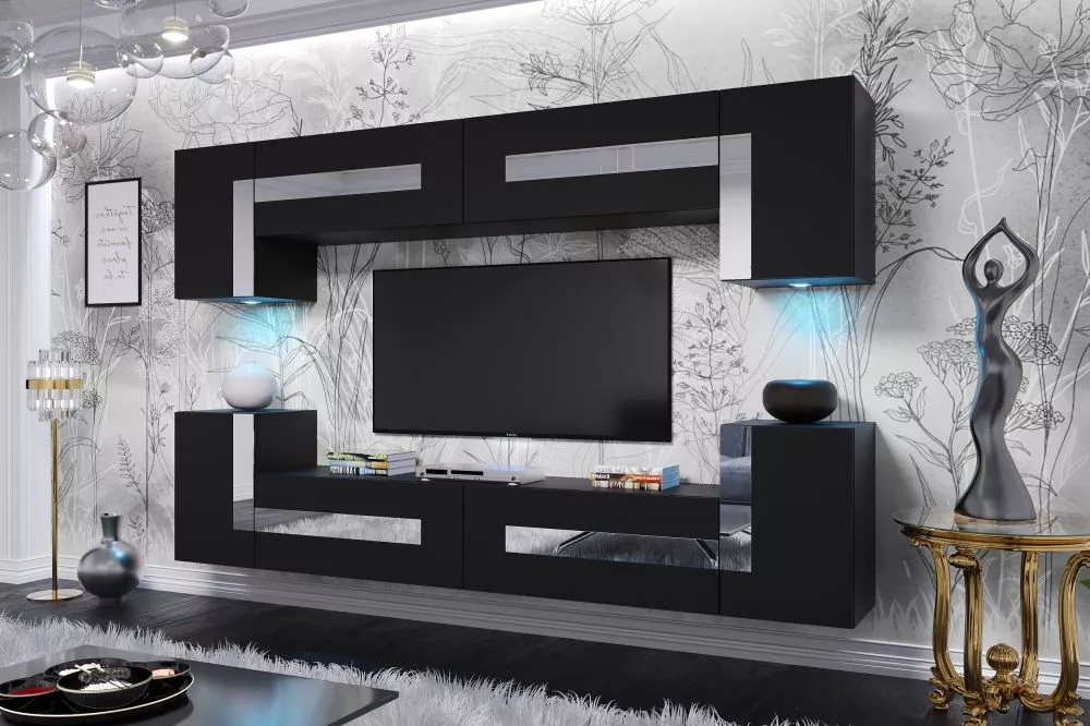 Sekcija Astroga ar LED · Melns · 240 × 35 × 170 cm