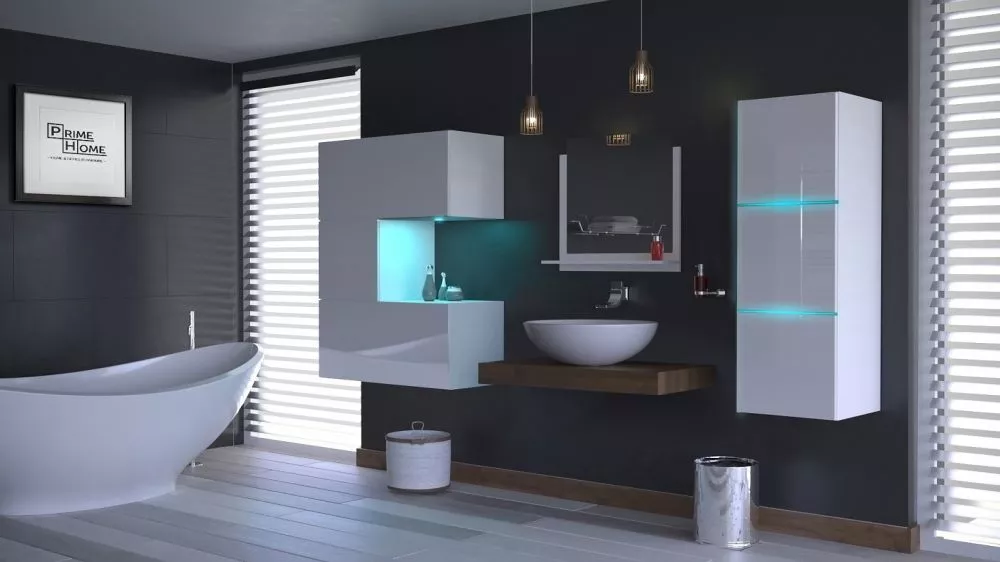 Vannas istabas komplekts Alius 47 ar LED · Balts · 114 × 35 cm