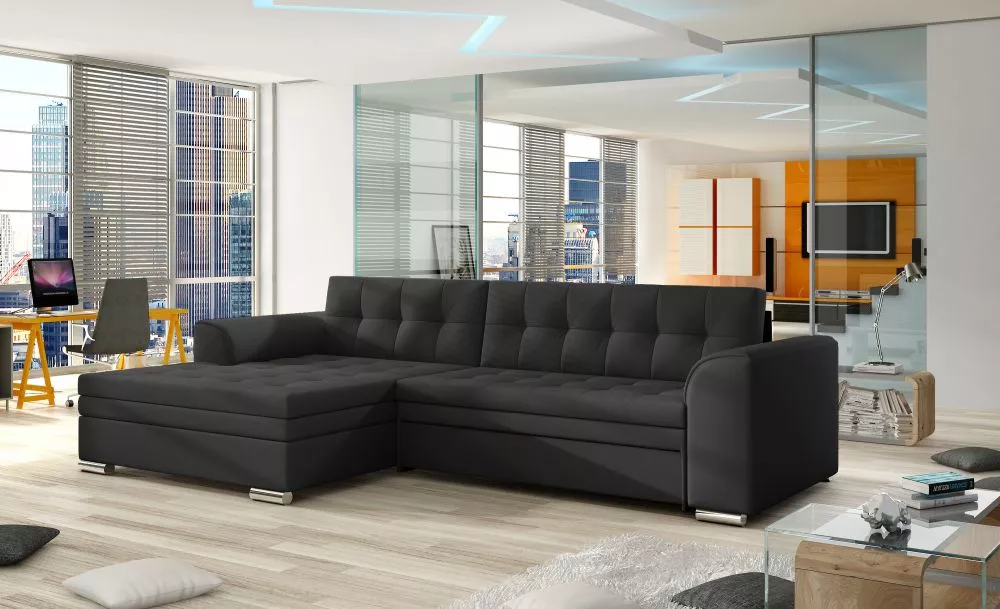 Dīvāns Conforti standard · Melna · 165 × 270 × 80 cm