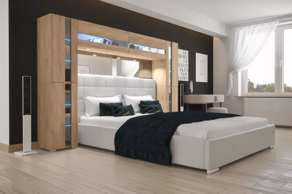 Sekcija Panama 14 ar LED · Ozols sonoma · 256 × 35 × 184 cm