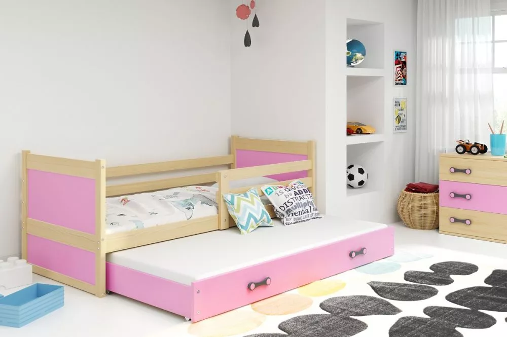 Bērnu gulta Rico Trundle Pine ar stelāžu Guļamvietas platums: 90 cm, Guļamvietas garums: 200 cm, · 97 × 205 × 73 cm