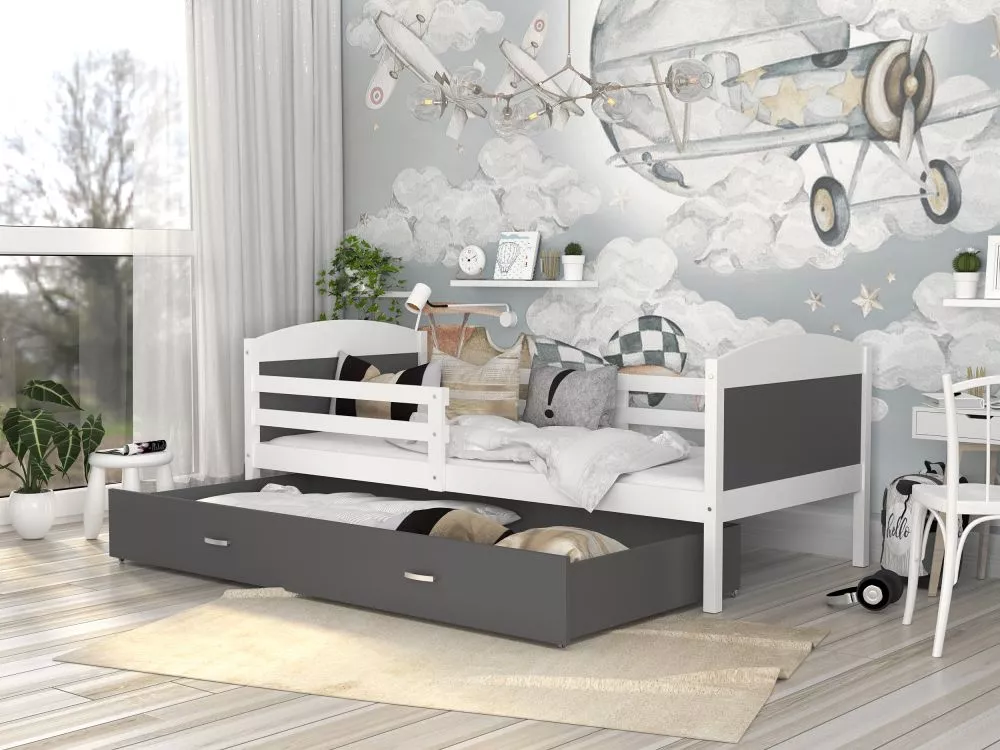 Bērnu gulta Mateusz P MDF 80x190 ar stelāžu Guļamvietas platums: 80 cm, Guļamvietas garums: 190 cm, · 86 × 198 × 78.5 cm