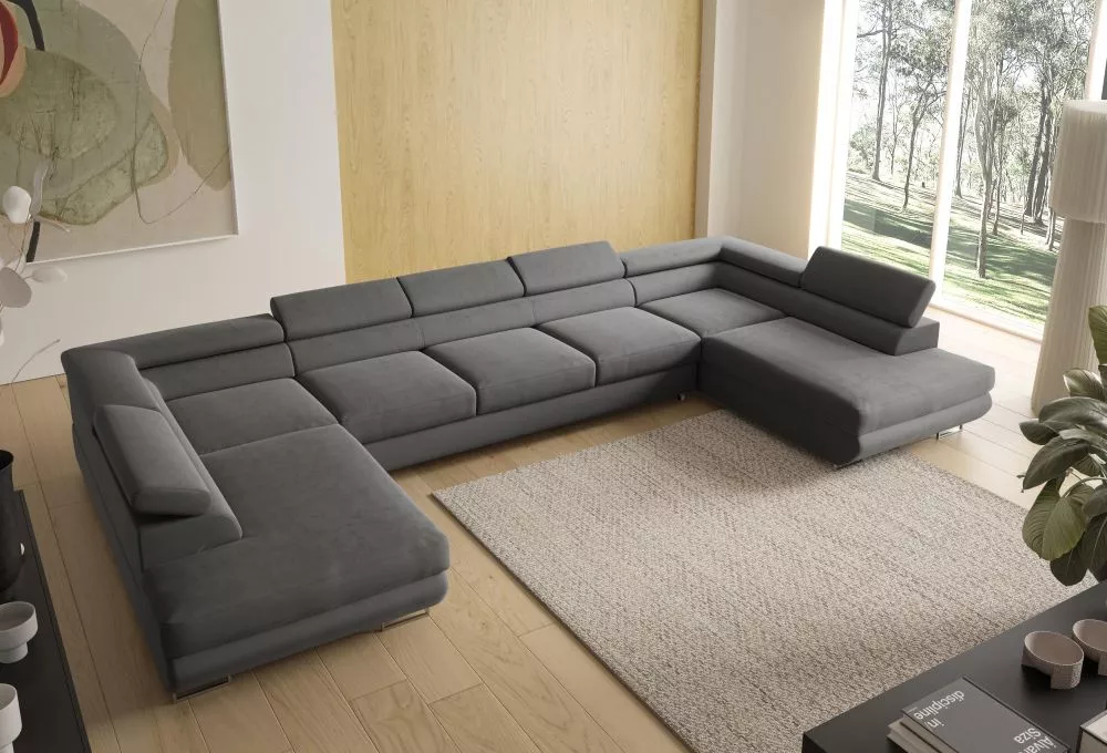 Dīvāns Alice U XL 160 standard · Tumši pelēks · 202 × 400 × 70 cm