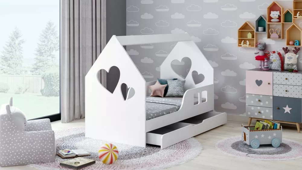 Bērnu gulta House 8 Comfort ar stelāžu Guļamvietas platums: 80 cm, Guļamvietas garums: 160 cm, · 84.5 × 165 × 120 cm