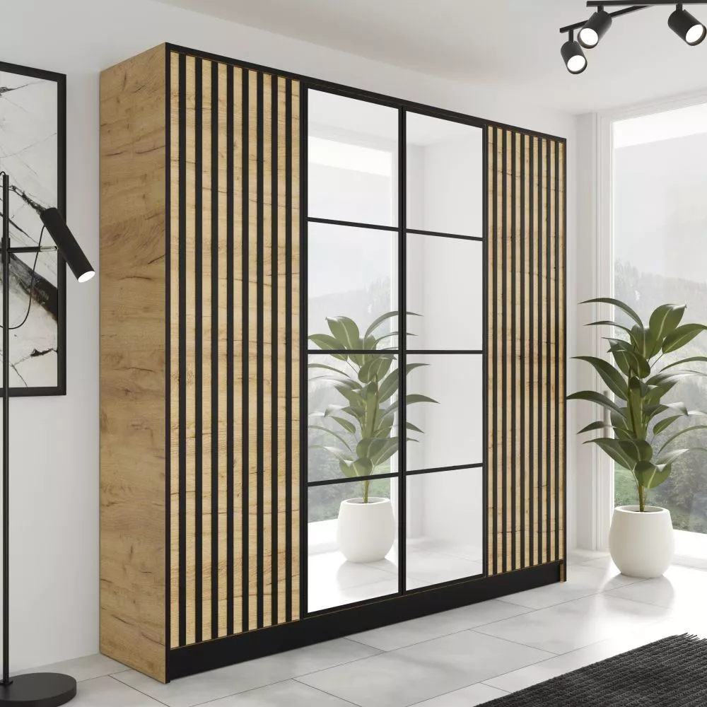 Skapis Eden 03 · Ozols craft zelts · 206 × 39 × 205 cm