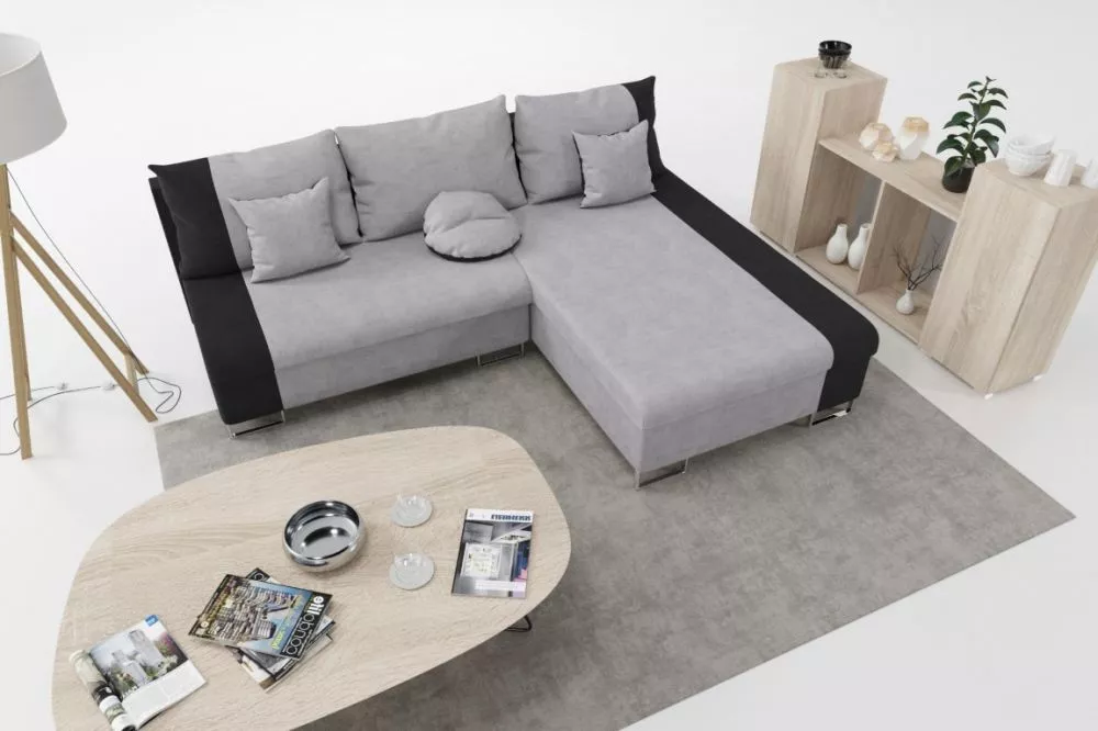 Dīvāns Cintra Standard · Pelēks + melns · 142 × 215 × 76 cm