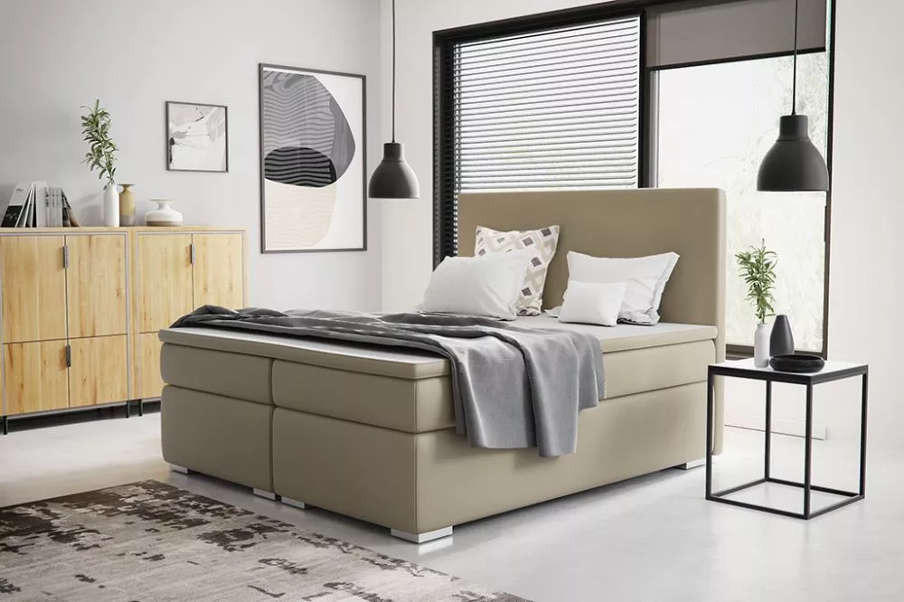 Gulta Neo Boxspring Standard Guļamvietas platums: 160 cm, Guļamvietas garums: 200 cm, · Kapučino · 170 × 206 × 120 cm