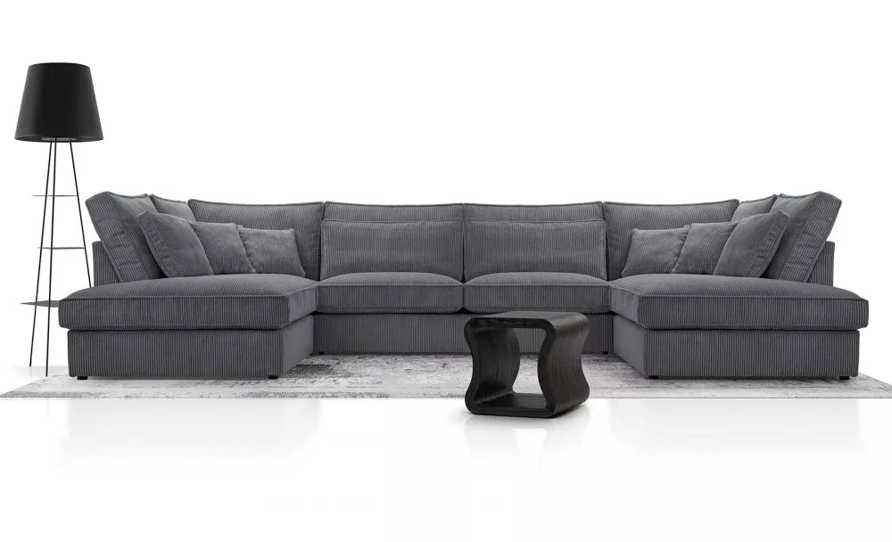 Dīvāns Cobra U Standard · Tumši pelēks · 225 × 407 × 93 cm