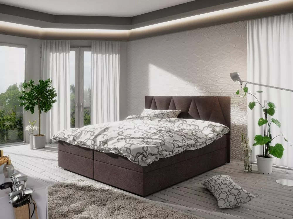 Gulta Fado 3 Boxspring Standard Guļamvietas platums: 160 cm, Guļamvietas garums: 200 cm, · Brūns · 165 × 208 × 106 cm