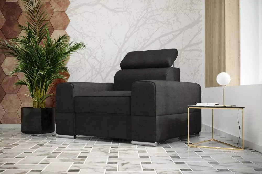 Mīksts krēsls Royal 1S standard Sēdvietas dziļums: 61 cm, · Melns · 114 × 99 × 79 cm