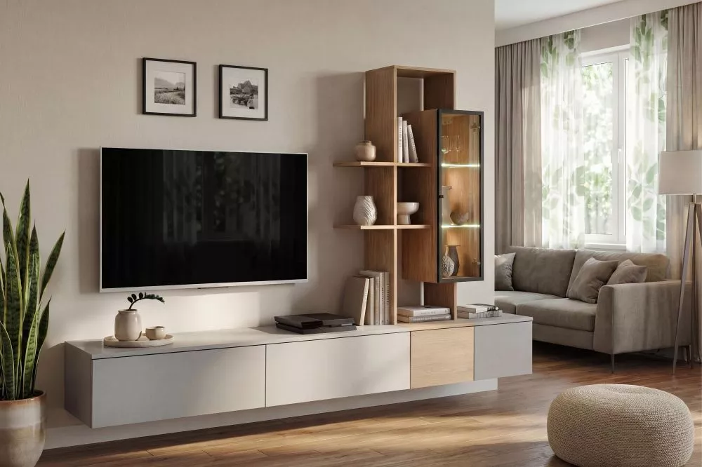 Sekcija Leo ar LED Korpusa krāsa: pelēks, · 240 × 40 × 160 cm
