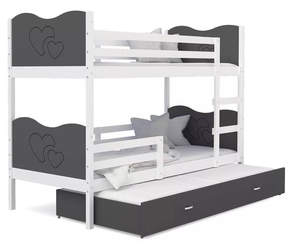 Bērnu gulta Max 3 MDF 80x190 ar stelāžām Guļamvietas platums: 80 cm, Guļamvietas garums: 190 cm, · 86 × 198 × 158 cm