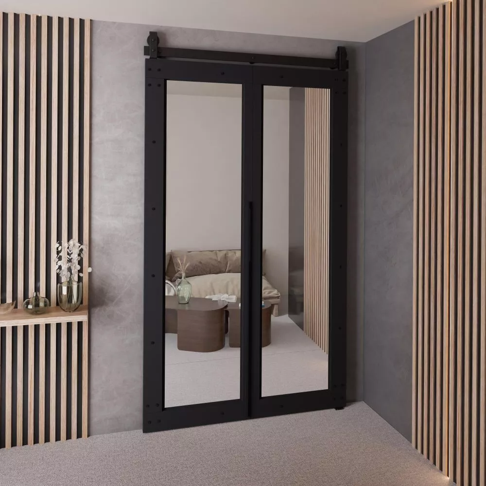 Bīdāmās durvis Qudio Loft-8 · Melna · 106 × 205 cm