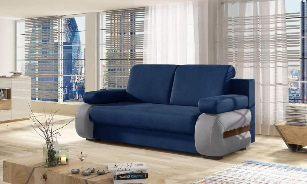 Dīvāns Laura Premium standard · Zils + gaiši pelēks · 97 × 200 × 90 cm