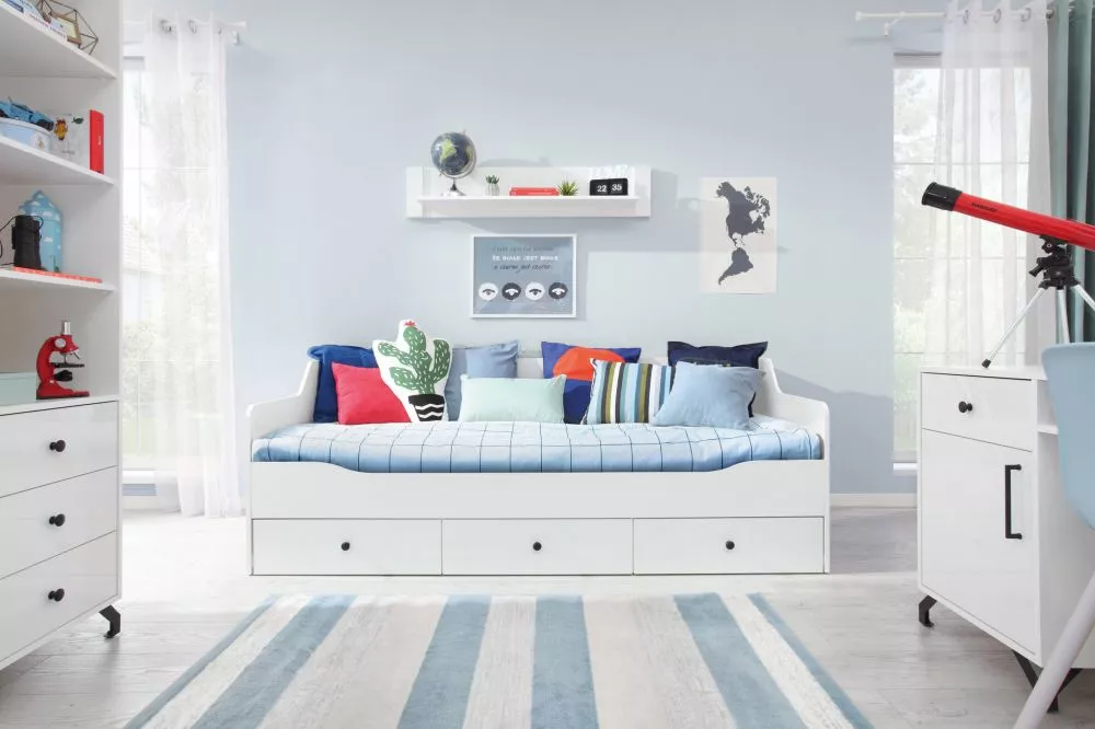 Gulta Bergen BE13 ar stelāžu Guļamvietas platums: 90 cm, Guļamvietas garums: 200 cm, · Balts · 94 × 204 × 75 cm