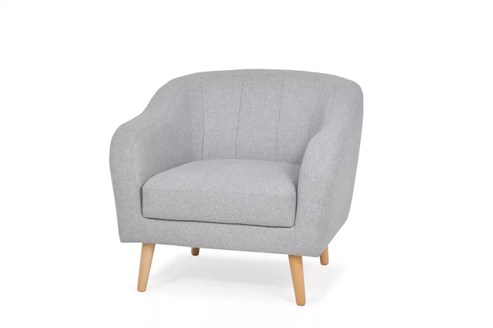 Mīksts krēsls Hampi 1S Standard Sēdvietas dziļums: 60 cm, · Gaiši pelēks · 93 × 90 × 83 cm