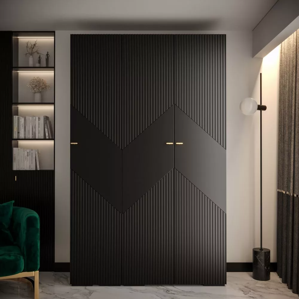 Skapis Manhattan Ryfel 2 · Melna · 150 × 47 × 236.7 cm