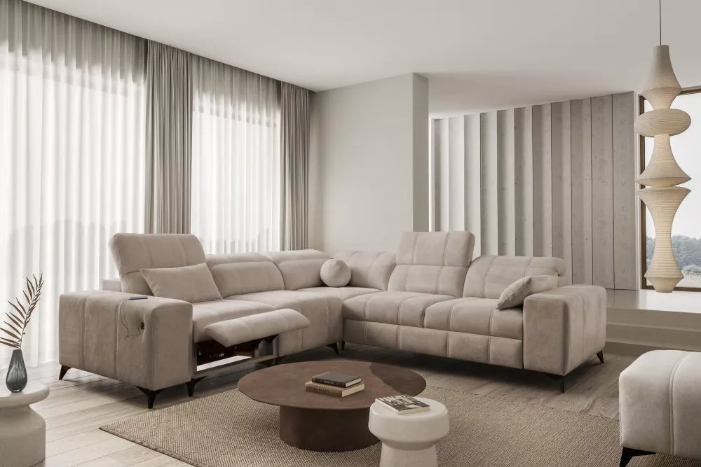 Dīvāns Dafne 3 Mix Standard · Kapučino · 276 × 276 × 77 cm