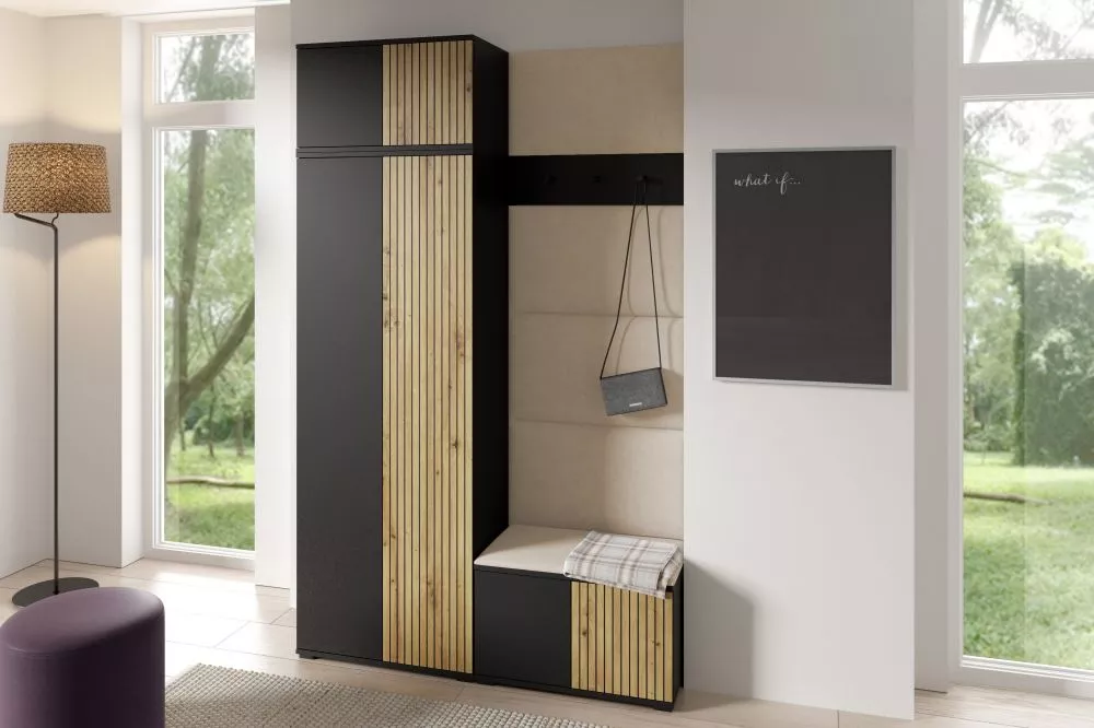 Apavu plaukts Ross 2 Trinity Korpusa krāsa: melns + ozols artisan, · 140 × 225 × 40 cm