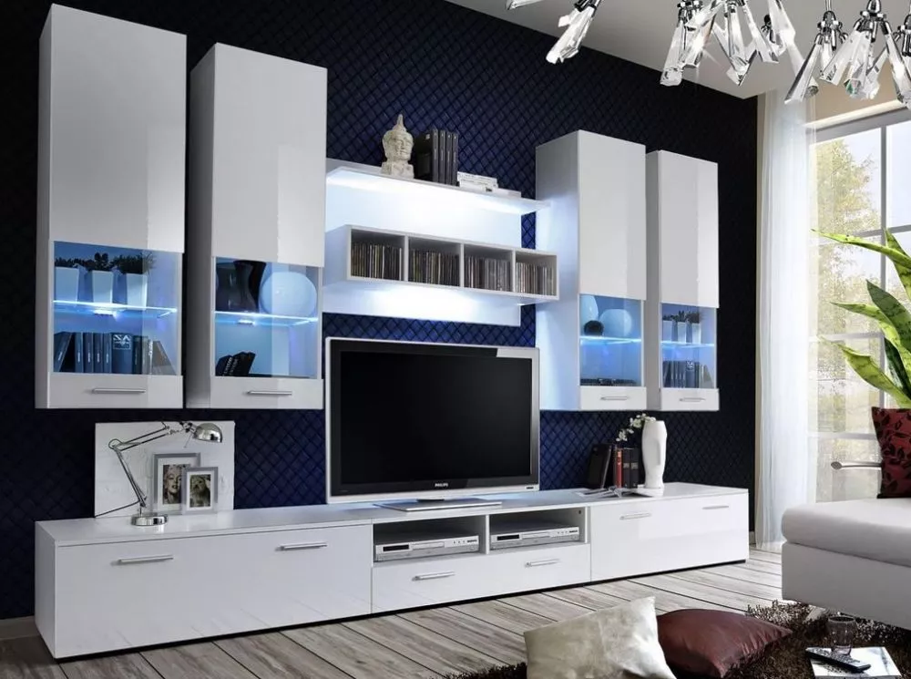Sekcija Alfa 2 ar LED Korpusa krāsa: balts, · 300 × 42 cm