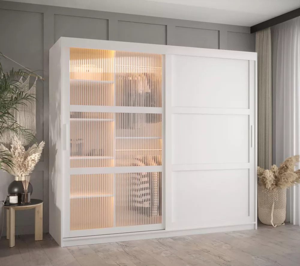 Skapis Flutes 3 ar LED · Balts · 200 × 62 × 200 cm