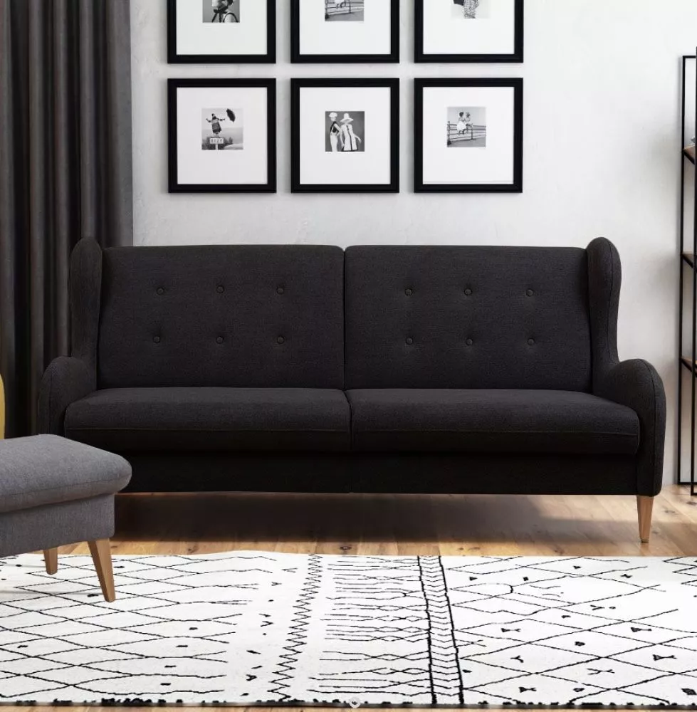 Dīvāns Lahti 3S Standard · Melns · 90 × 218 × 105 cm