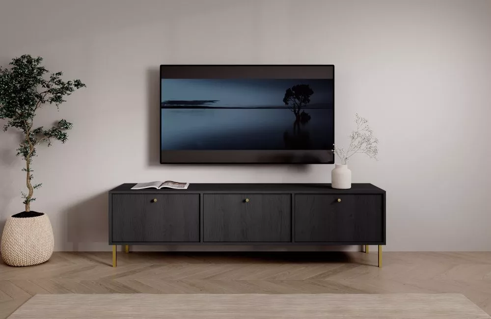 TV tumba Tili RTV3D · Melns · 180 × 40.8 × 50 cm