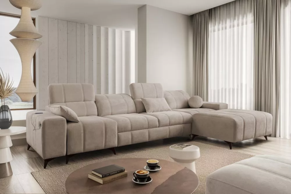 Dīvāns Dafne 12 Spring Standard · Kapučino · 184 × 336 × 77 cm