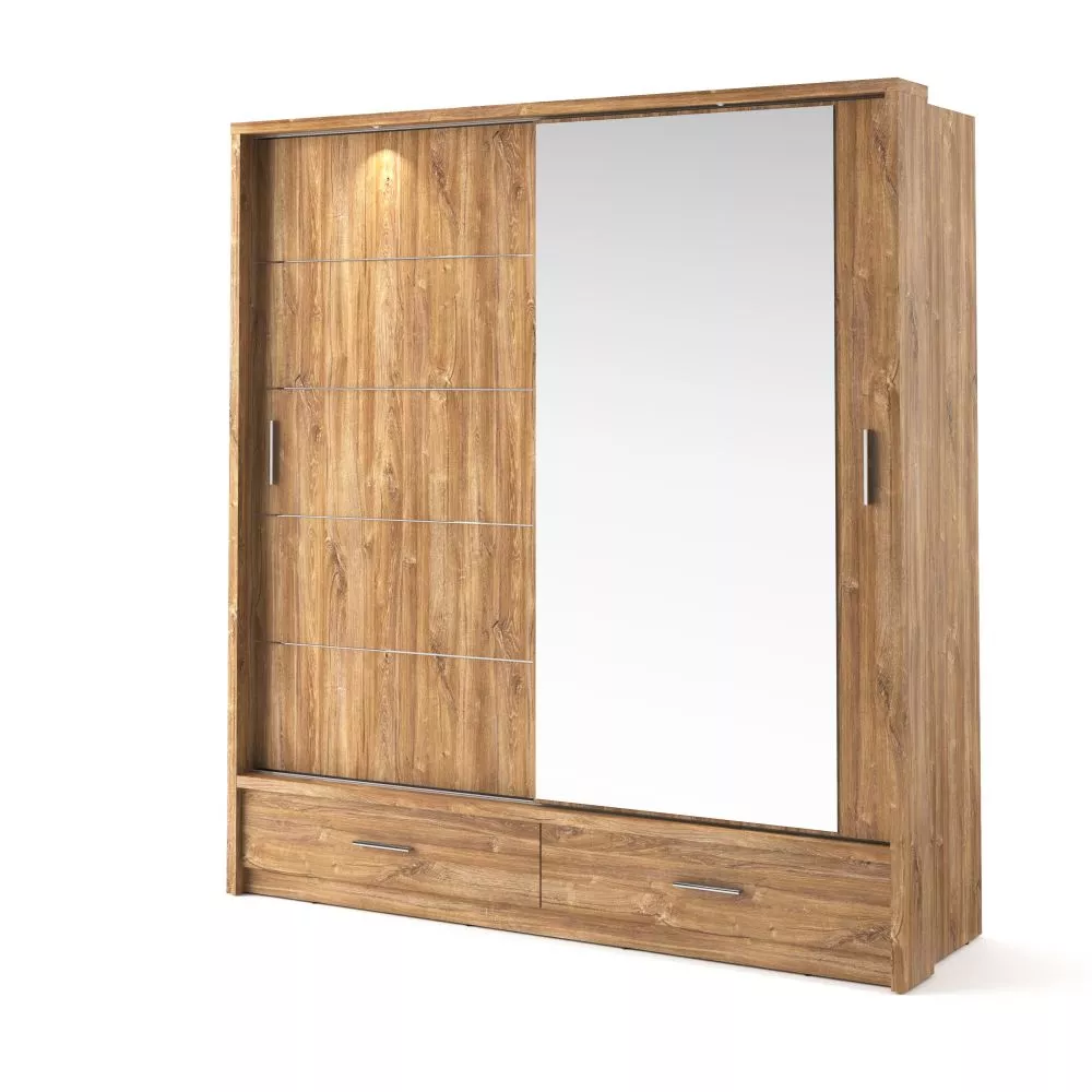 Skapis Arti AR-05 ar LED · Ozols stirling · 200 × 63 × 215 cm