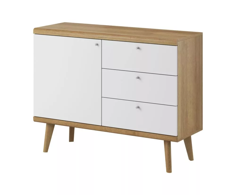 Kumode Primo PKSZ107 · Ozols riviera + balts · 107 × 40 × 83 cm