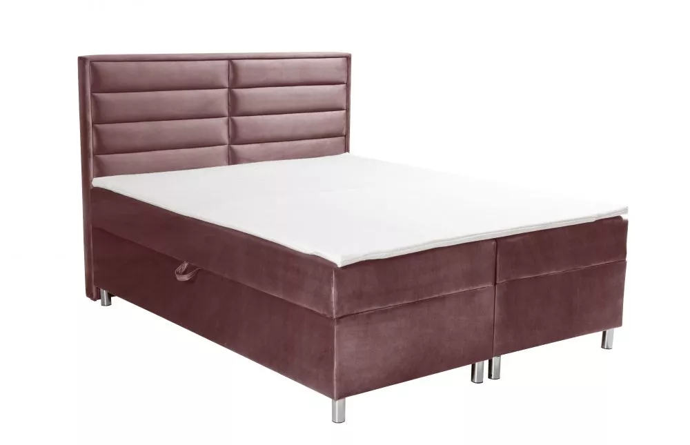 Gulta Avatar Boxspring Standard Guļamvietas platums: 140 cm, Guļamvietas garums: 200 cm, · Tumši rozā · 141 × 210 × 120 