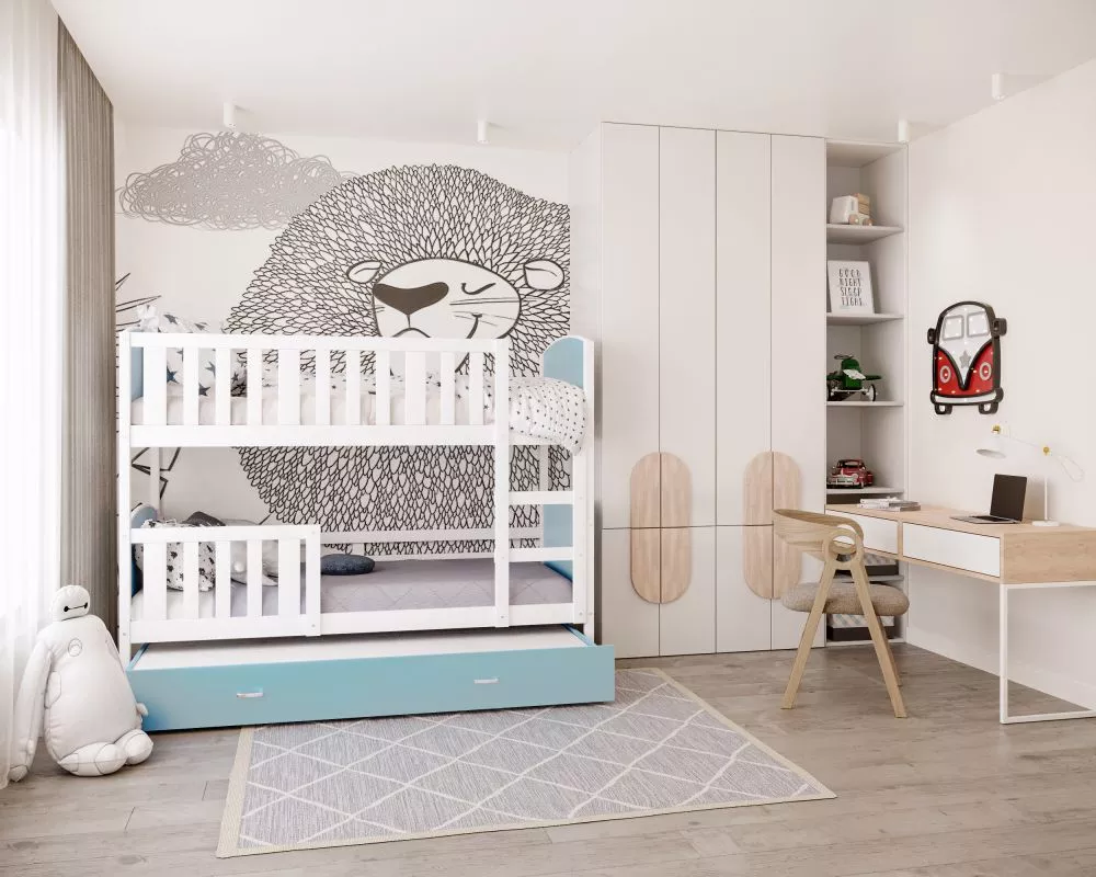 Bērnu gulta Tami 3 MDF 80x190 ar stelāžām Guļamvietas platums: 80 cm, Guļamvietas garums: 190 cm, · 86 × 198 × 158 cm