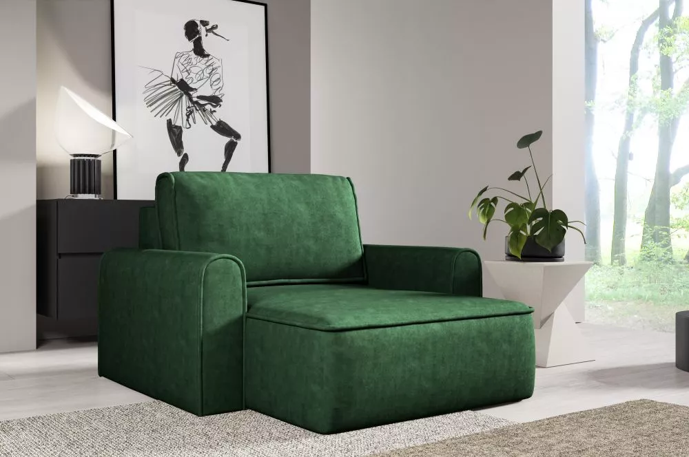 Mīksts krēsls Loretto 1S Long Standard Sēdvietas dziļums: 112 cm, · Tumši zaļš · 140 × 158 × 88 cm