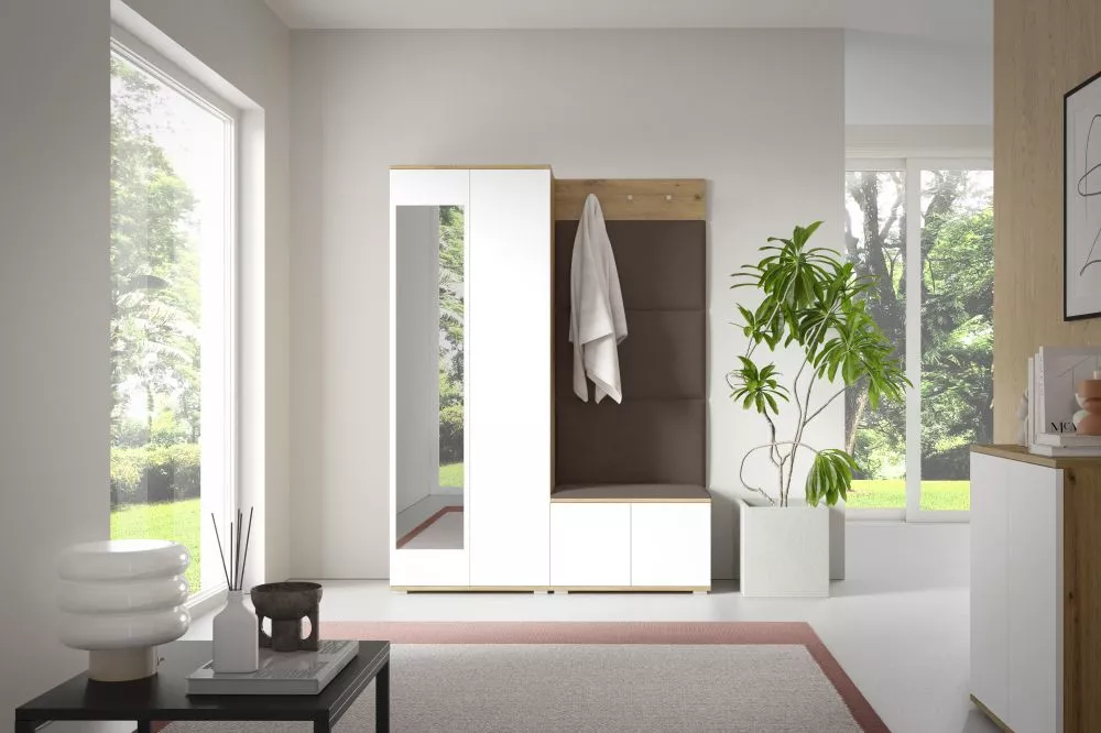 Apavu plaukts Sevilla 1 Trinity Korpusa krāsa: ozols artisan + balts, · 140 × 185 × 40 cm