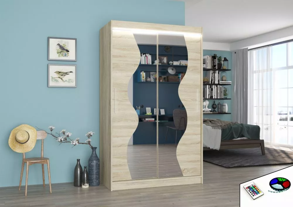 Skapis Oswald ar LED · Sonoma · 120 × 58 × 200 cm