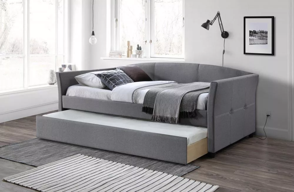 Gulta Sanna 90x200 ar stelāžu Guļamvietas platums: 90 cm, Guļamvietas garums: 200 cm, · Pelēks · 97 × 221 × 80 cm