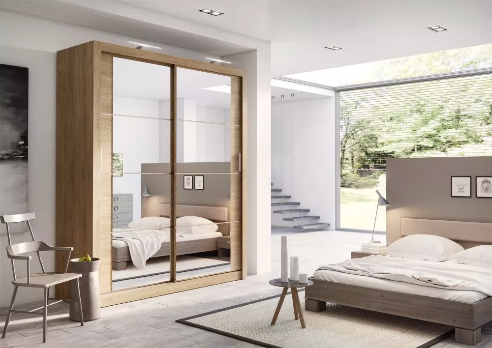 Skapis Arti AR-03 ar LED · Ozols shetland · 180 × 60 × 215 cm