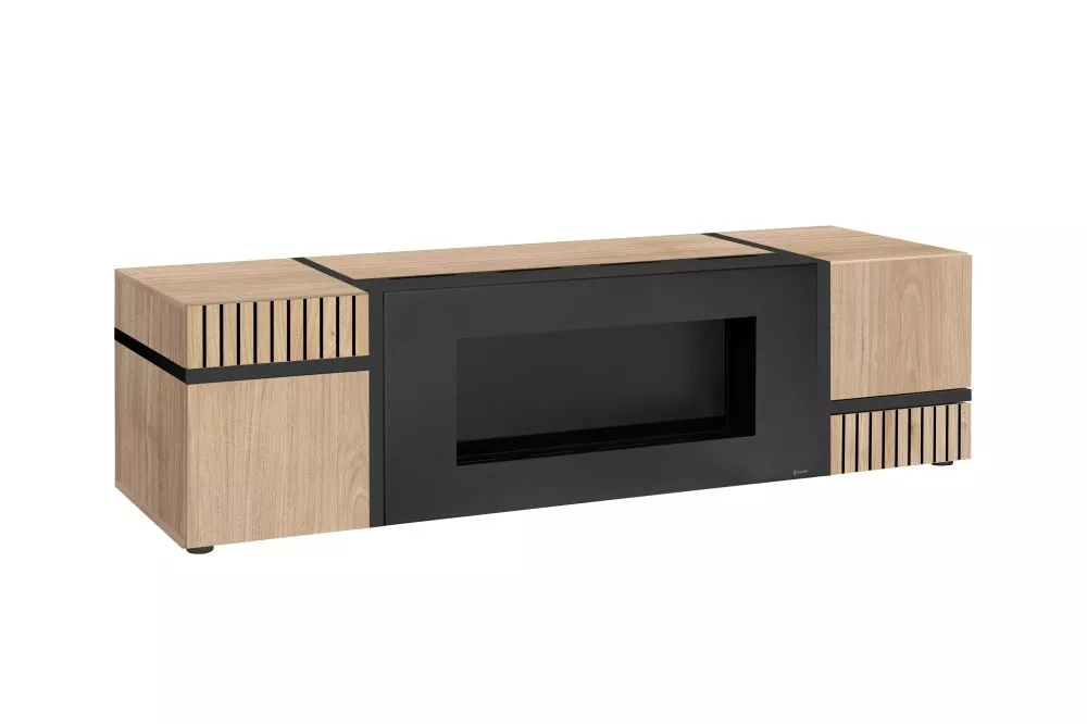 TV tumba Cross Hickory RTV-K ar biokamīnu · Ozols hikora · 150 × 50 × 52 cm