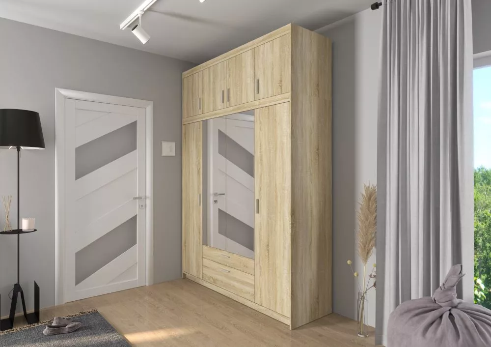 Skapis Elena 4D Premium ar spoguli · Sonoma · 176.3 × 53 × 245.5 cm