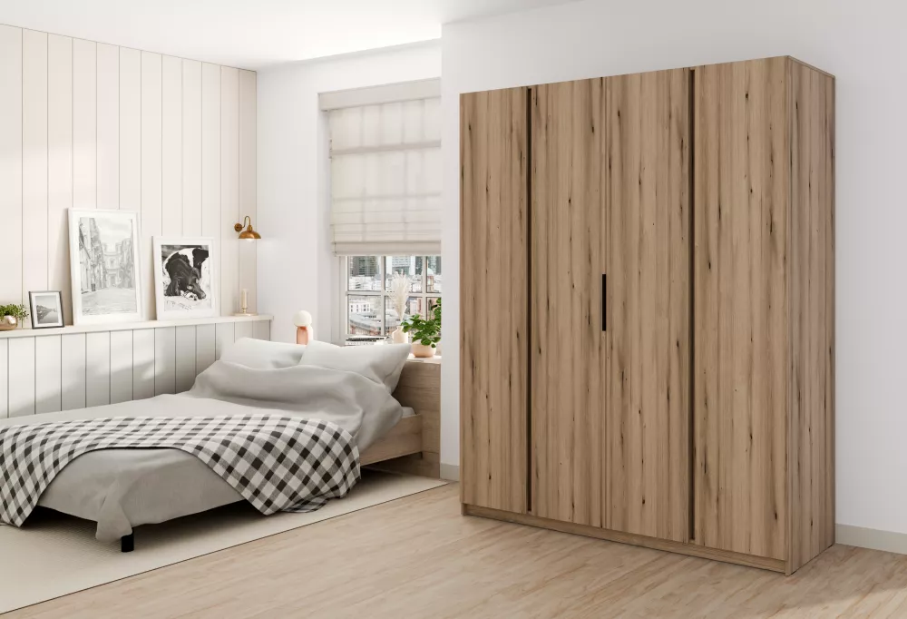 Skapis Kaja 4F · Ozols evoke · 200 × 62 × 239 cm